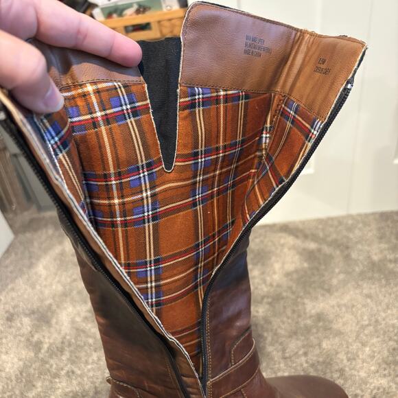 BOC Born Virginia Tall Brown Riding Boots Flannel Lined Zippered Side Size 8.5 M - Picture 8 of 8
